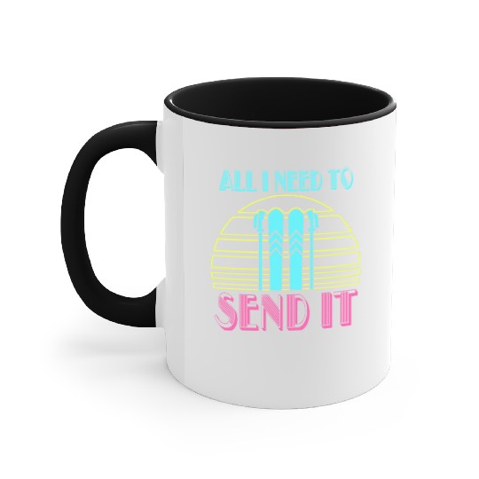 Retro Neon Send It Skiing Freestyle Skiers Ski Accent Mugs