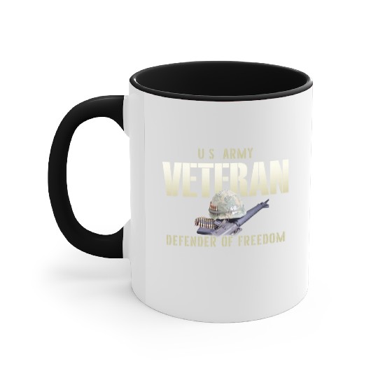 US Army Veteran: Defender of Freedom Accent Mugs