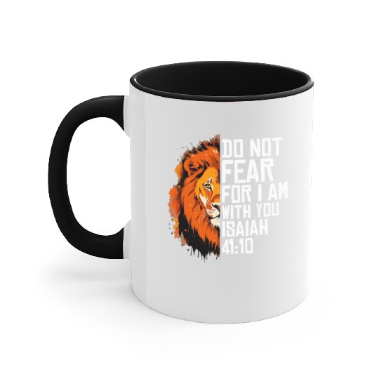 Christian Religious Bible Verse Sayings Lion Fear Accent Mugs