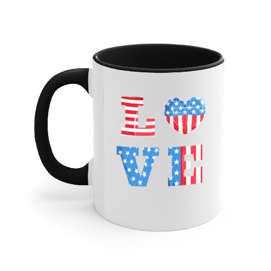 LOVE America Independence Day USA Patriots Accent Mugs