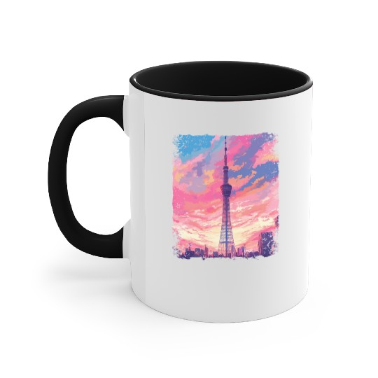 Vaporwave Aesthetic Skytree Tokyo Japanese Sight Accent Mugs