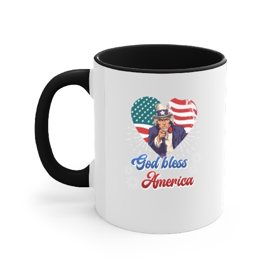 God Bless America Independence Day 4th July USA Accent Mugs