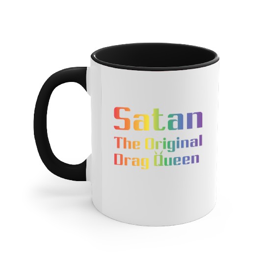 Funny Hail Gay Satan Lgbt Goth Gay Pride Baphomet Accent Mugs
