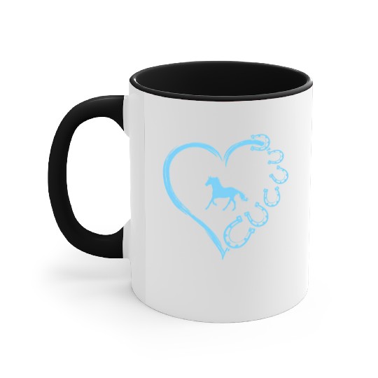 Horseshoe Heart Horse Mom Horseback Riding Accent Mugs
