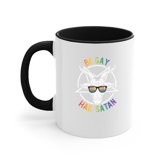 Rainbow Satan Lgbt Goth Gay Pride Baphomet Be Gay Accent Mugs