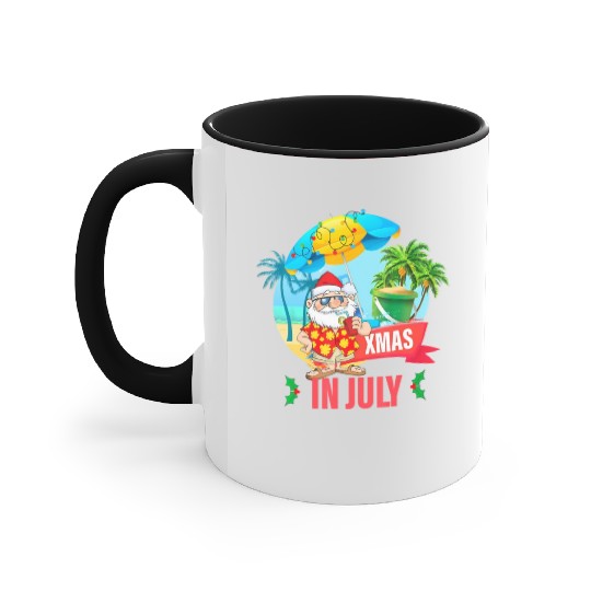 Christmas in July santa hat Xmas funny Summer Accent Mugs