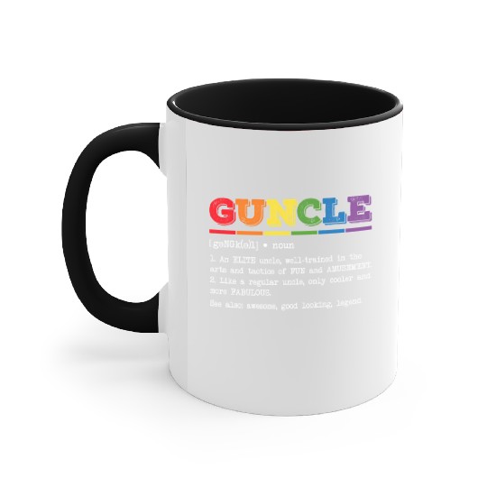 Guncle Definition Proud Gay Uncle Lgbtq Pride Rain Accent Mugs