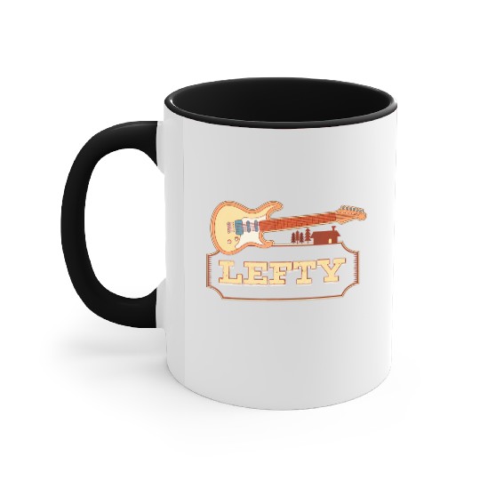 Left Handed Guitarist Lefty Guitar Player Left Accent Mugs
