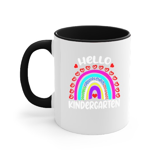 Hello Kindergarten Rainbow Heart Back To School Accent Mugs