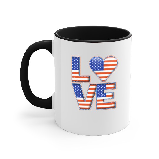 LOVE America Patriotism USA Independence Day Accent Mugs