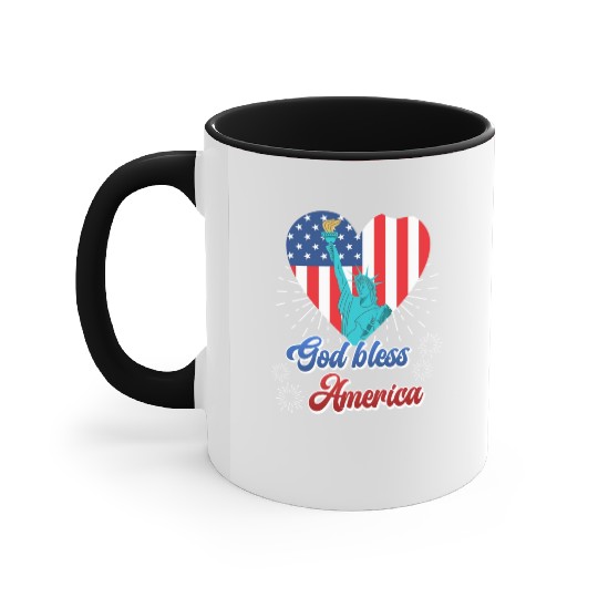 God Bless America Independence Day 4th July USA Accent Mugs