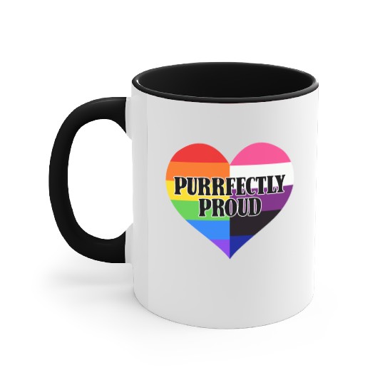 Purrfectly Proud Rainbow Genderfluid Flag Heart Accent Mugs
