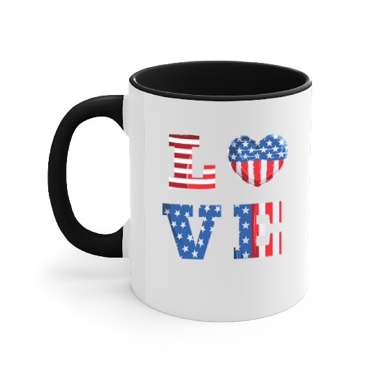 LOVE America Independence Day USA Patriots Accent Mugs
