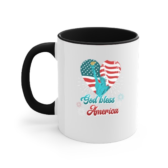 God Bless America Independence Day 4th July USA Accent Mugs