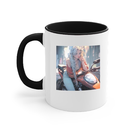 Cool Biker Chick Accent Mugs