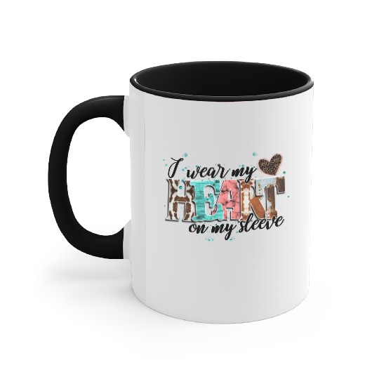 I Wear My Heart On My Sleeve Accent Mugs