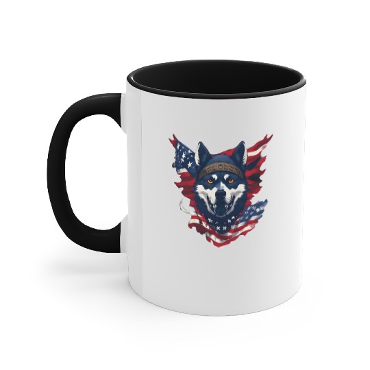 Cute American Pride 4th of July Dog Flag Accent Mugs