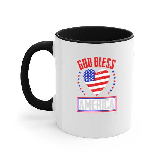 God Bless America Independence Day USA Patriot Accent Mugs