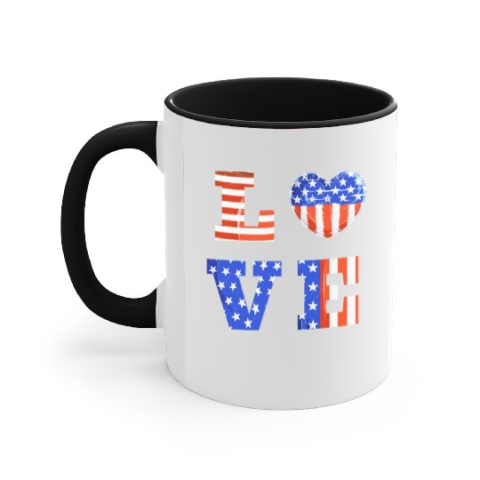 LOVE America Independence Day USA Patriots Accent Mugs