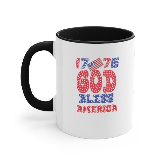 1776 GOD BLESS AMERICA FOR FREEDOM Accent Mugs