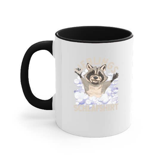 Night owl raccoon gift favorite sleep Accent Mugs