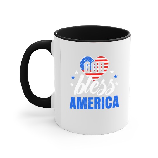 God Bless America Independence Day Party USA Accent Mugs