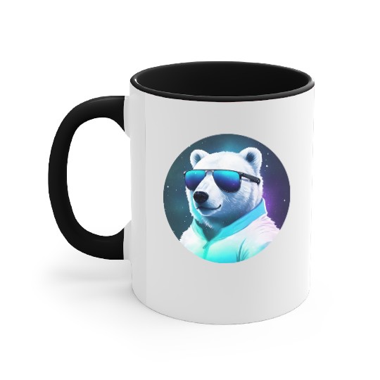 Cool polar bear with sunglasses Accent Mugs