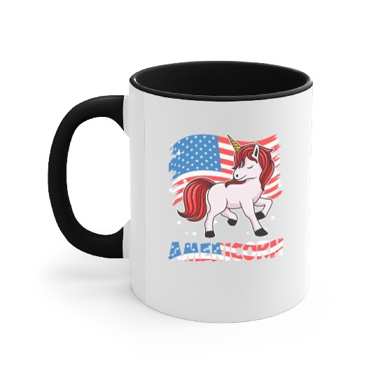 Americorn Unicorn America Party Independence Day Accent Mugs
