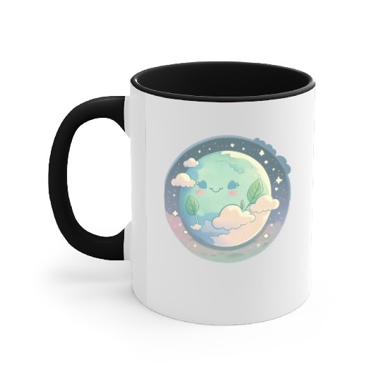 Earth Happy Cute Space Science Planet Environment Accent Mugs