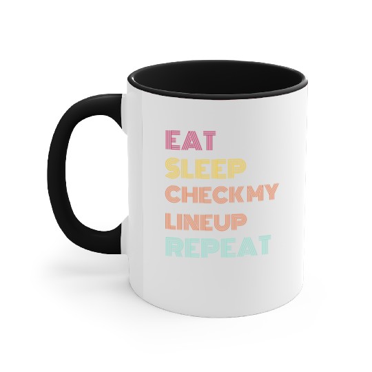Eat Sleep Check Line Up Repeat Fantasy Football Accent Mugs