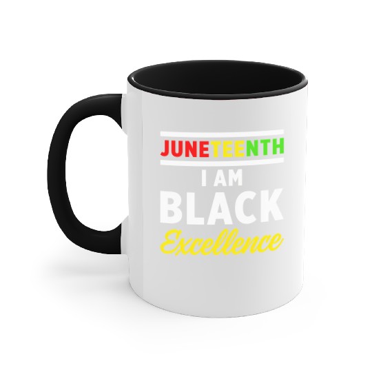Juneteenth Excellence Black African American Flag Accent Mugs