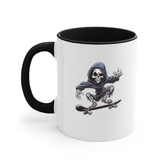 Embrace the Afterlife on Wheels: Grim Reaper Skate Accent Mugs