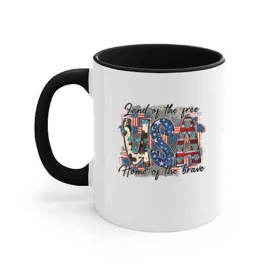 Land of the free USA Home of the brave Accent Mugs