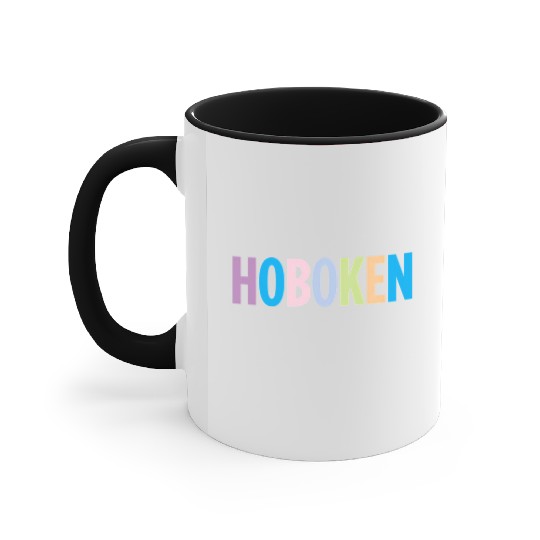 Hoboken New Jersey Colorful Type Accent Mugs