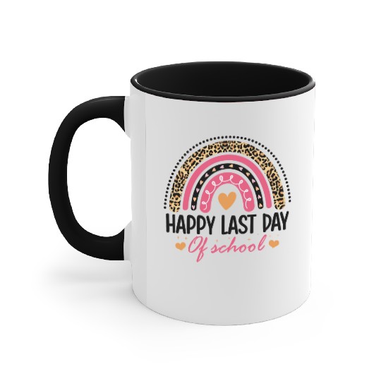 Leopard Rainbow Last Day Of School Teacher Accent Mugs