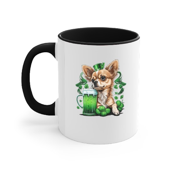 Chihuahua | St. Saint Patricks Day Beer Shamrock Accent Mugs