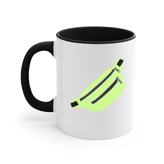 Lime Green Fanny Pack Illustration Accent Mugs