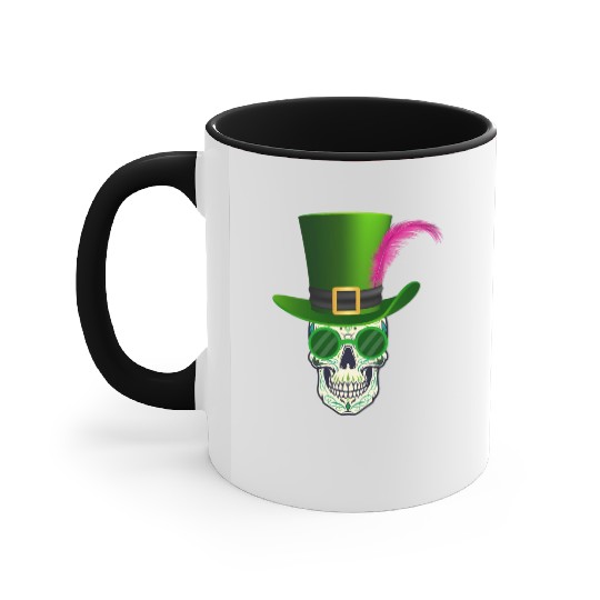 Sugar Skull Saint Patricks Day Of Dead Accent Mugs