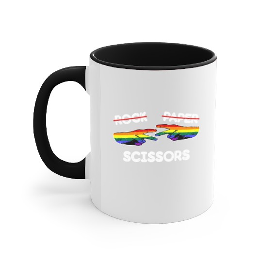 Rock Paper Scissors Funny Lesbian Pride LGBT Fun Accent Mugs