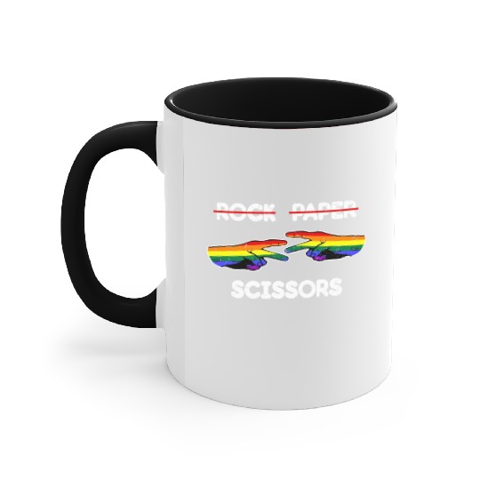 Rock Paper Scissors Funny Lesbian Pride LGBT Cool Accent Mugs