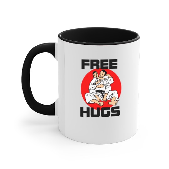 Free hug with text 'Free' Hugs Accent Mugs