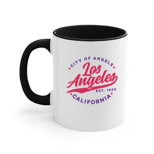 Los Angeles City Of Angels California Red Text Accent Mugs