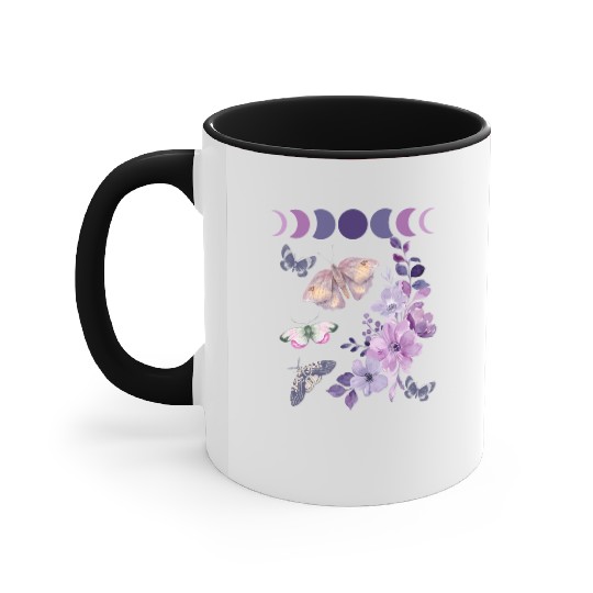 Violet Purple Moon Moth Flower Accent Mugs