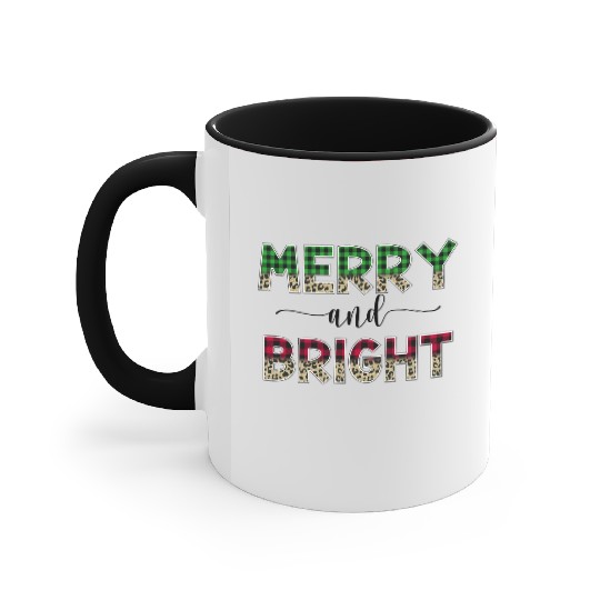 Merry and Bright Christmas Accent Mugs