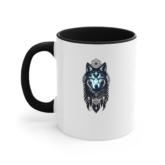 dream catcher geometric wolf Accent Mugs
