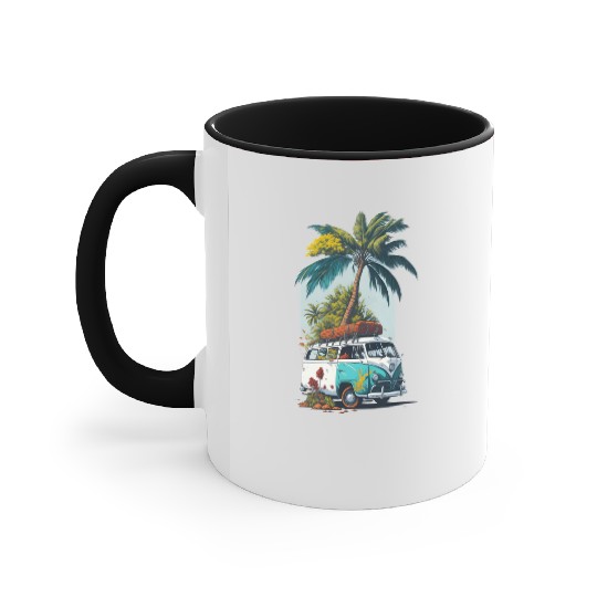 travel car caravan summer coco tree Accent Mugs