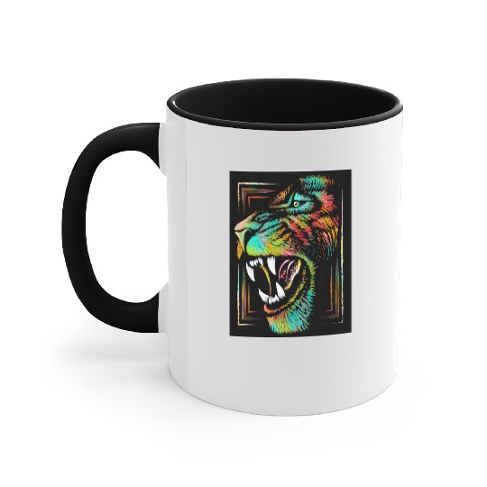Colourful Roaring Lion Poster - Lion Head Poster Accent Mugs