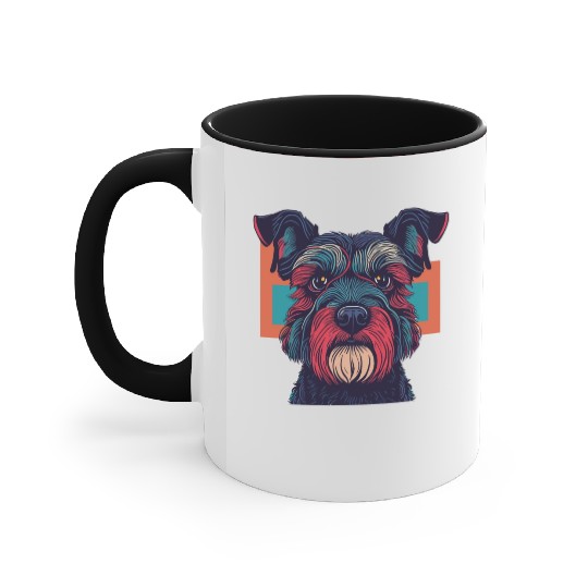 Retro Schnauzer Portrait Accent Mugs