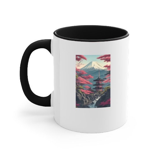 Asia Landscape Serene Mount Fuji Accent Mugs