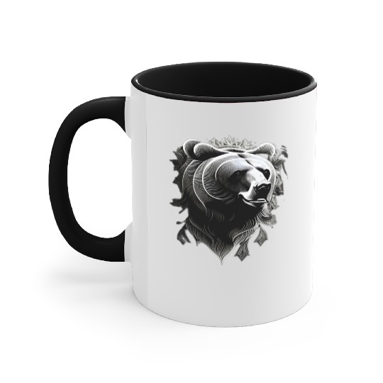 Dark muzzle black and white Accent Mugs Russian Ornam.